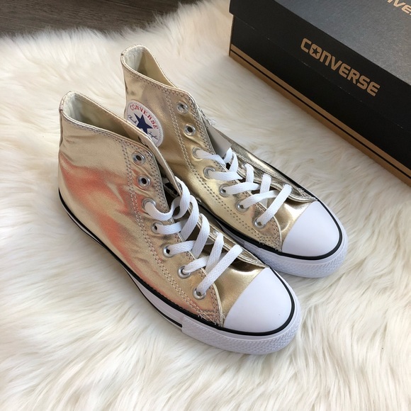 New Converse Chuck Taylor Hi Metallic Gold - Picture 3 of 5